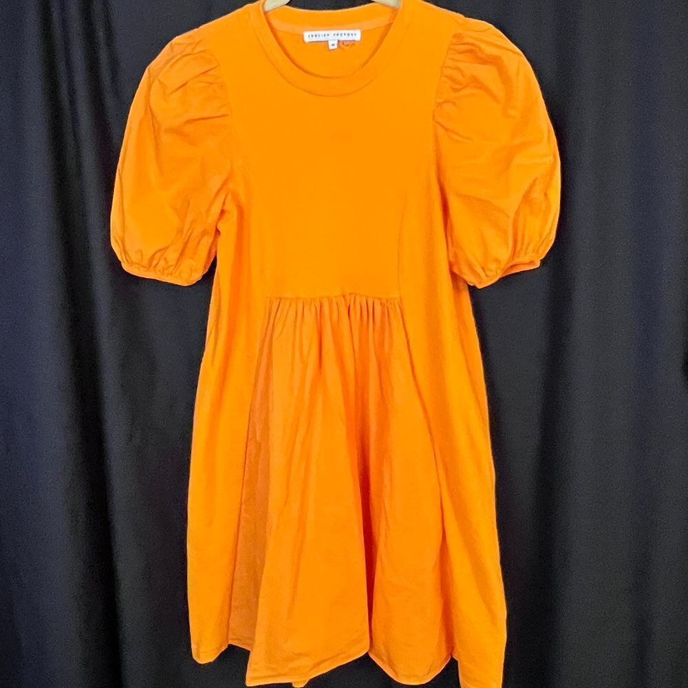 English Factory Women's Mixed Media Babydoll Mini Dress Orange Size XS‎